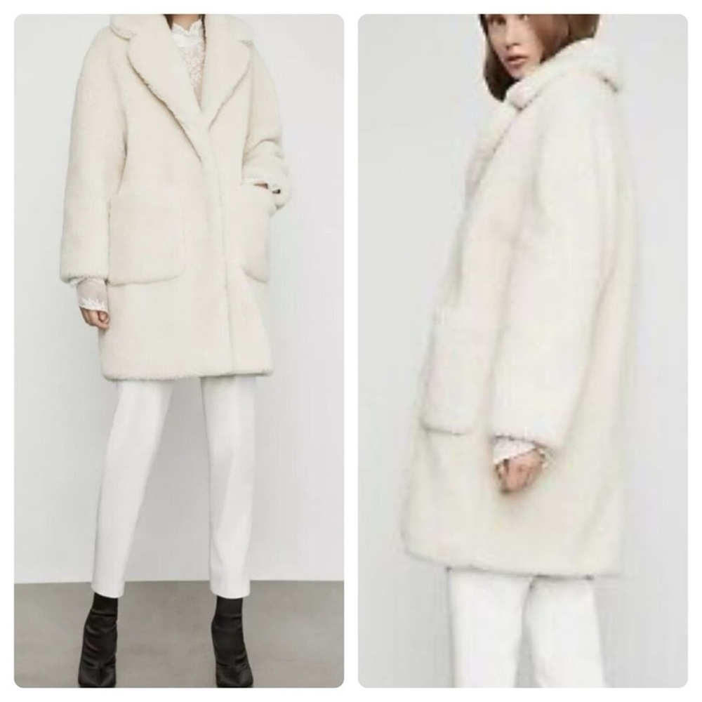 BCBGMAXAZRIA Willow Cream Teddy Coat – Size XS